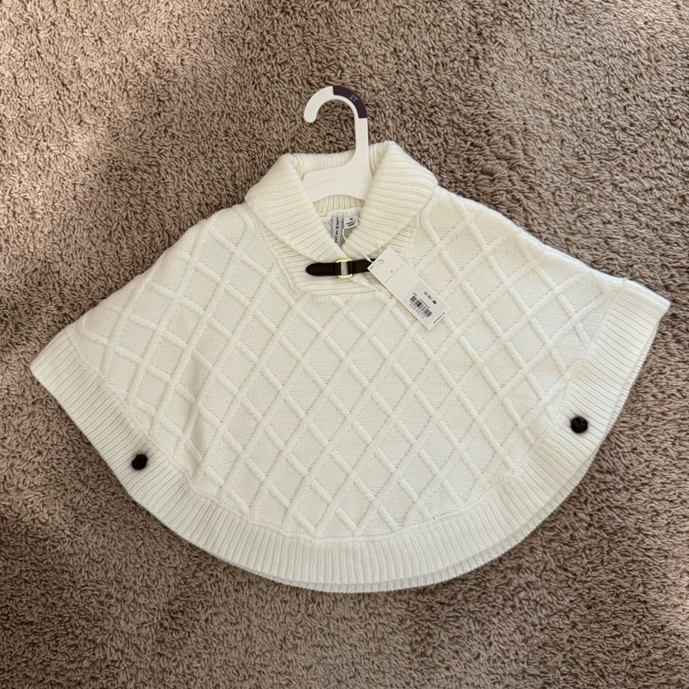 NWT Janie and Jack Cream Knit Poncho with Button Accents